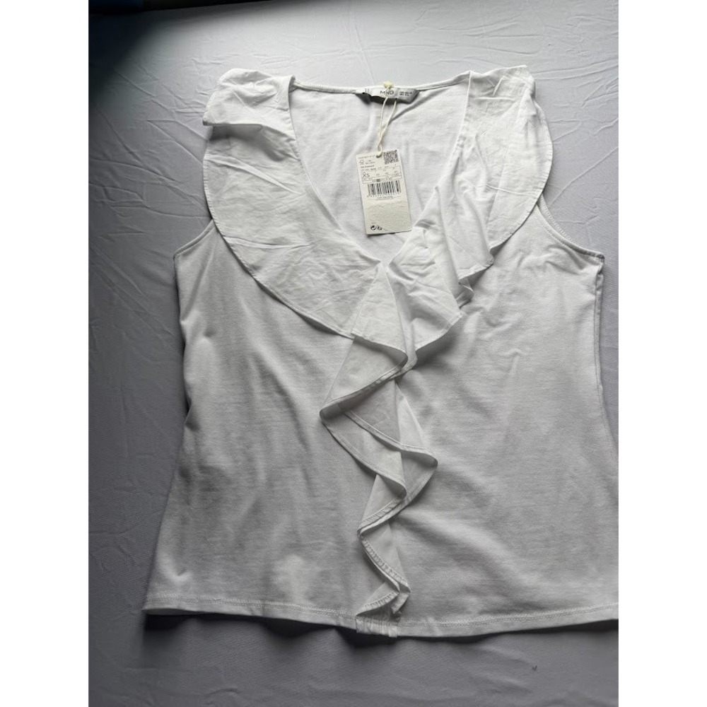 NWT Women's Classic Preppy White Sleevless Shirt by MNG - XS